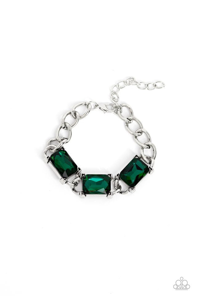 Radiating Review Green Necklace & Dazzling Debut - Green Bracelet 2 Piece Set