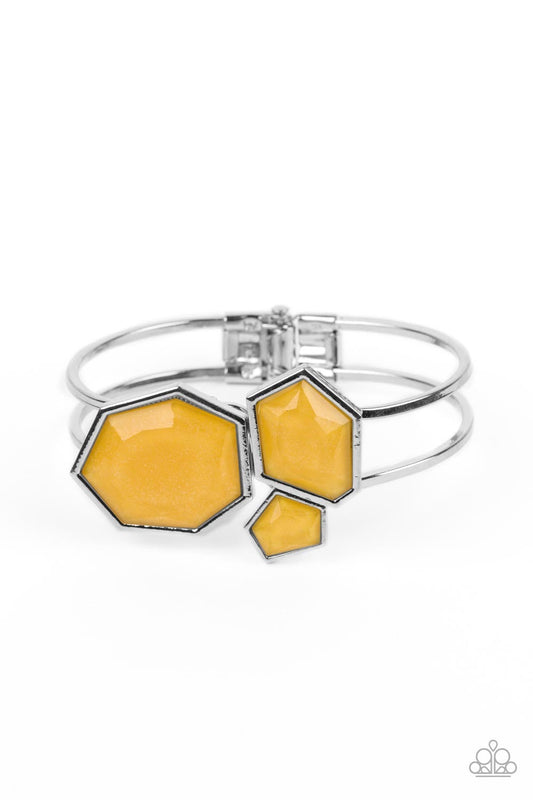 Paparazzi Tourist TRAPEZOID - Yellow Bracelet -Paparazzi Jewelry Images