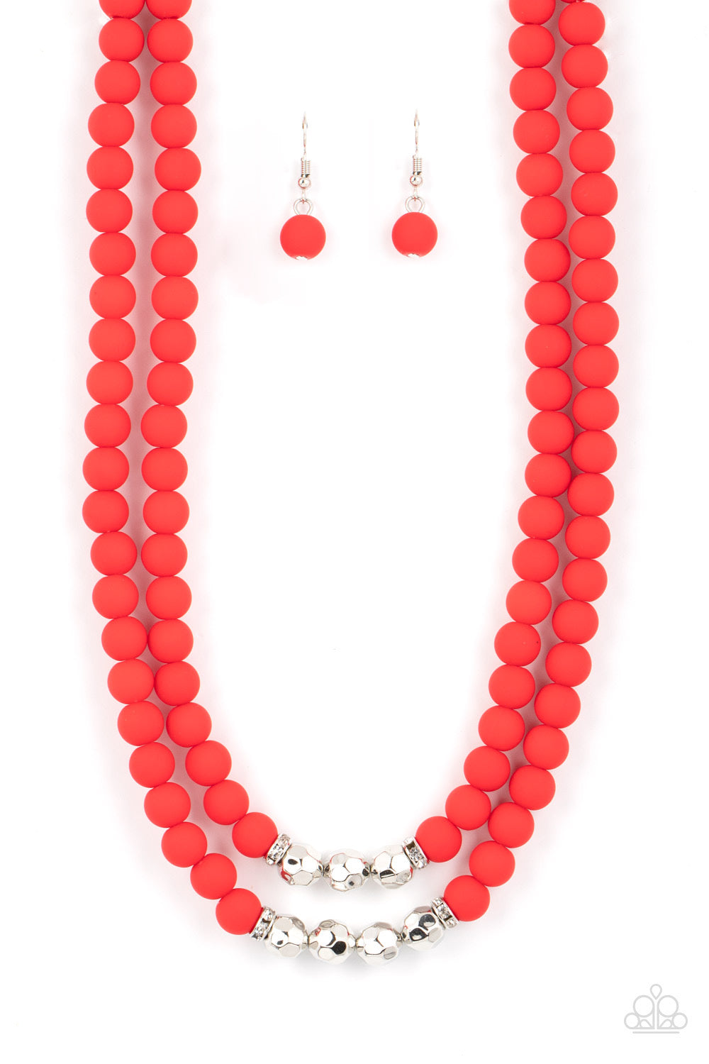 2 Piece Set : Summer Splash - Red Necklace & Dip and Dive - Red Bracelet