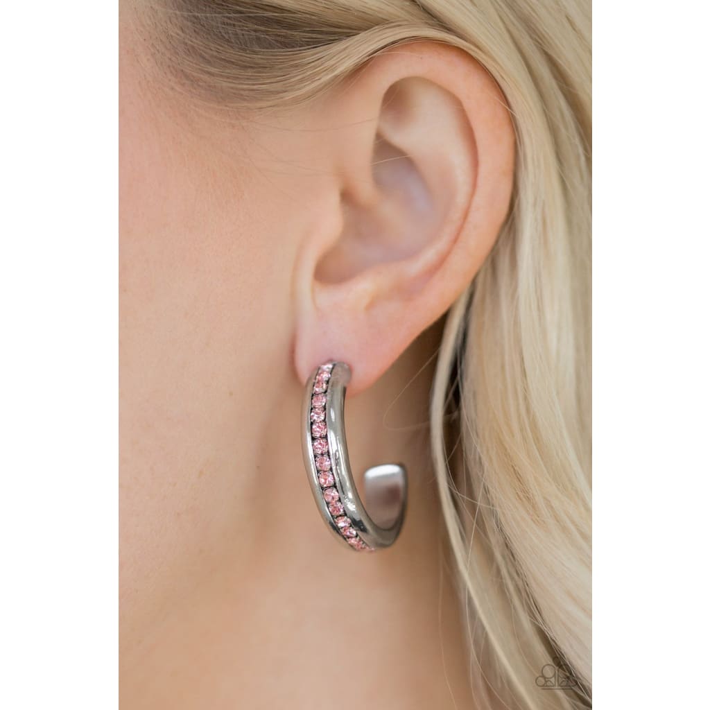 Paparazzi 5th Avenue Fashionista - Pink Rhinestone Earrings