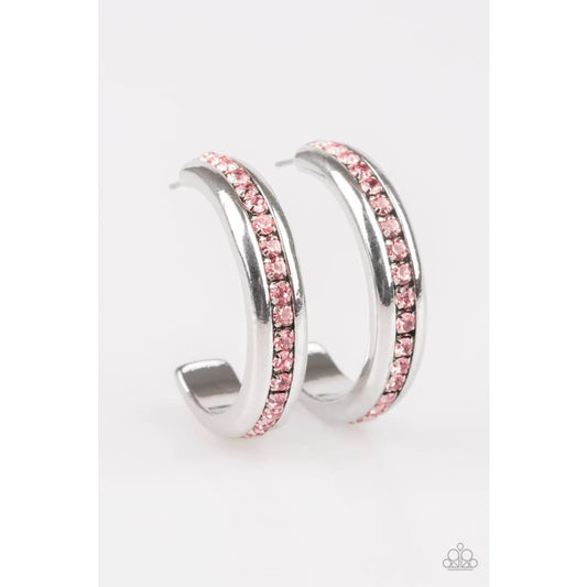 Paparazzi 5th Avenue Fashionista - Pink Rhinestone Earrings