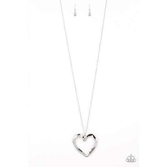 Paparazzi A Mothers Love Silver Heart Necklace