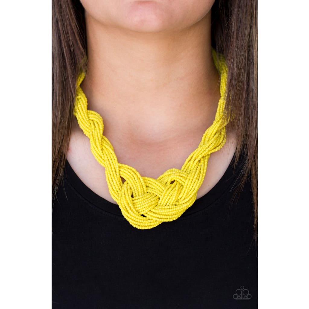 Paparazzi A Standing Ovation - Yellow Seed Bead Necklace - Pusher P