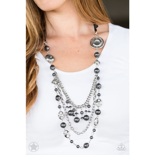 Paparazzi All The Trimmings - Black Blockbuster Necklace