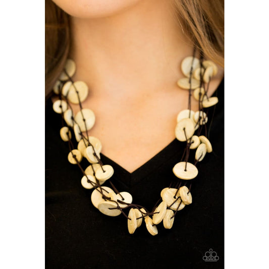 Paparazzi Bermuda Beach House - White Wood Necklace
