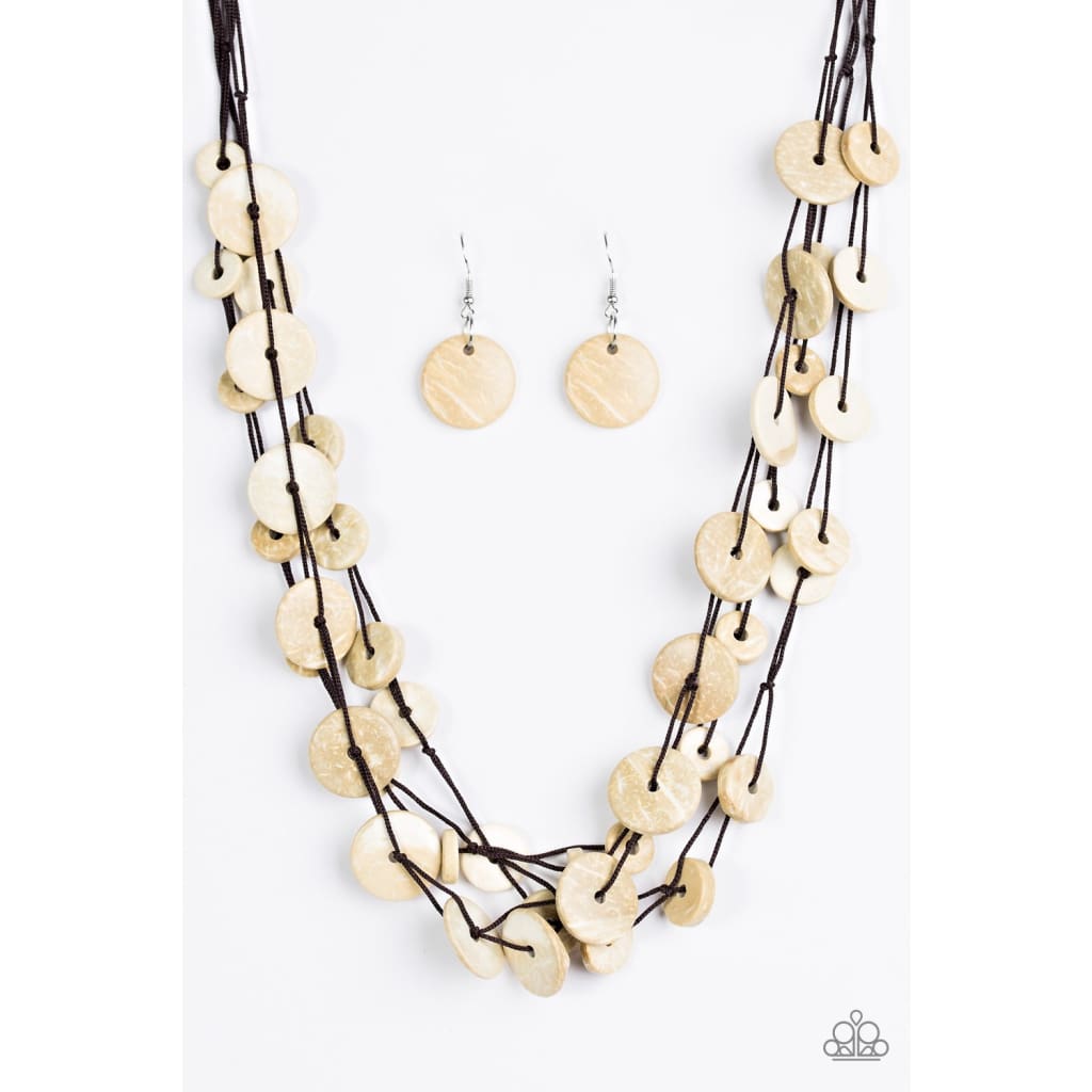 Paparazzi Bermuda Beach House - White Wood Necklace