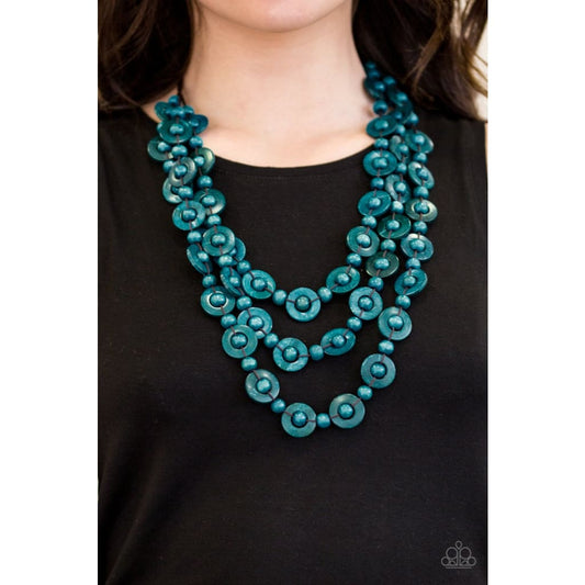 Paparazzi Bermuda Belle - Blue Wood Necklace