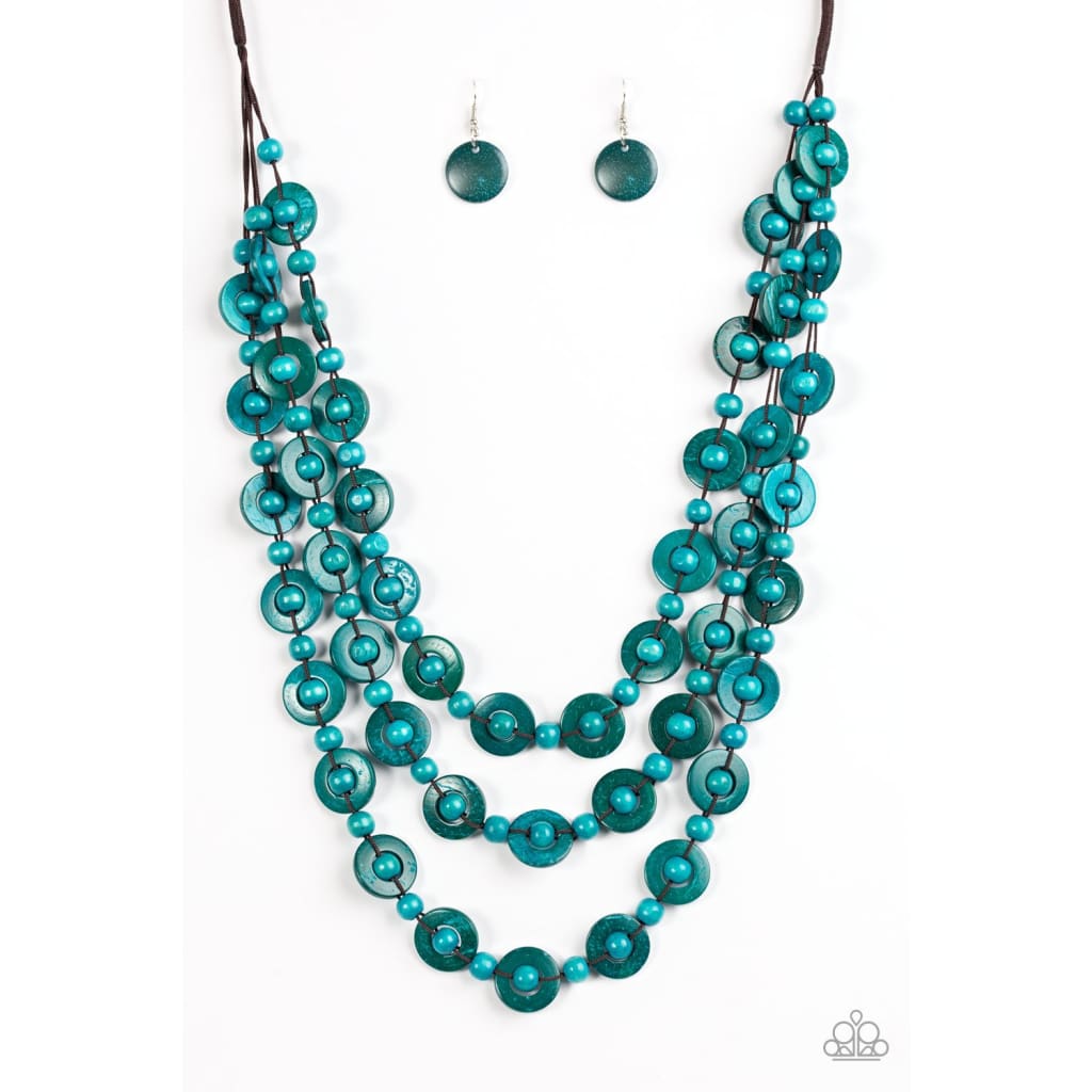 Paparazzi Bermuda Belle - Blue Wood Necklace