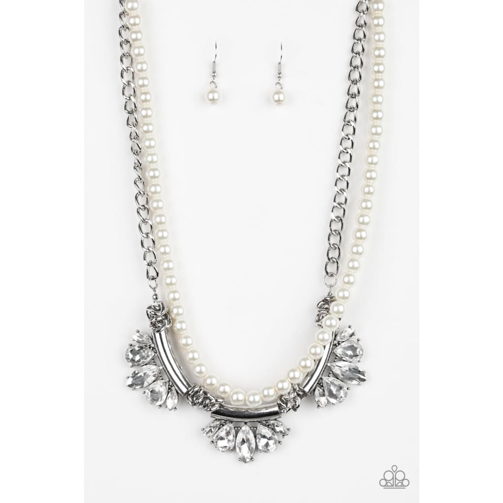 Paparazzi Bow Before The Queen - White Necklace