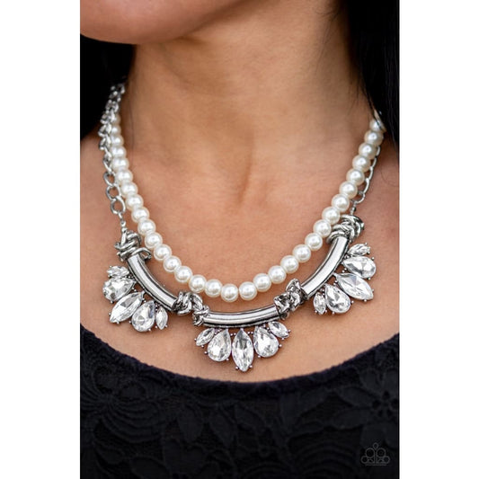 Paparazzi Bow Before The Queen - White Necklace