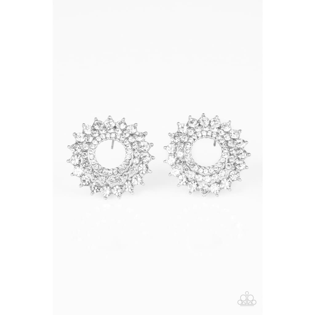 Paparazzi Buckingham Beauty - White Earrings