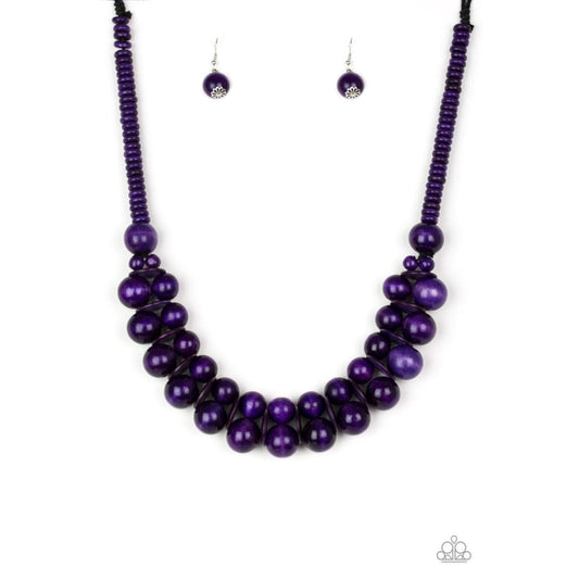 Wood Necklace - Paparazzi Caribbean Cover Girl - Purple Necklace Paparazzi jewelry image