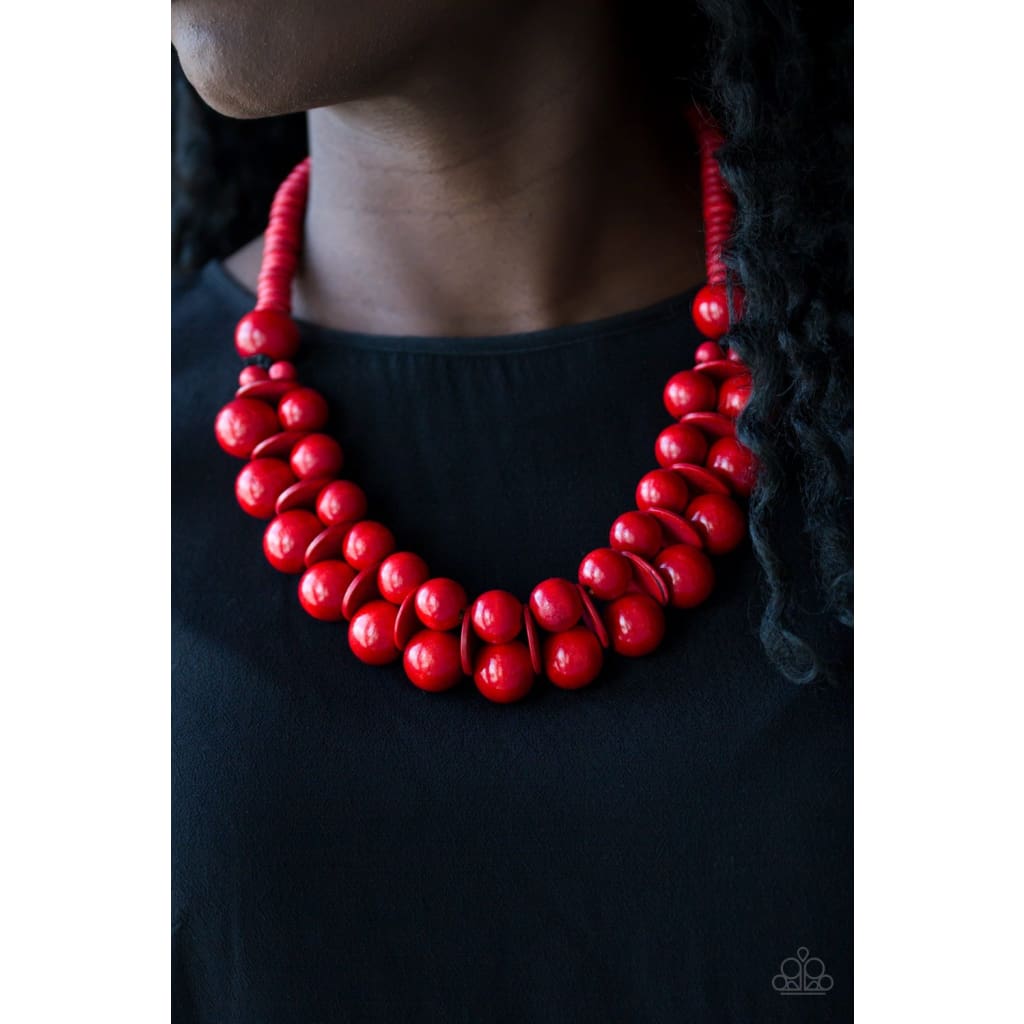 Wood Jewelry - Paparazzi Caribbean Cover Girl - Red - paparazzi jewelry image