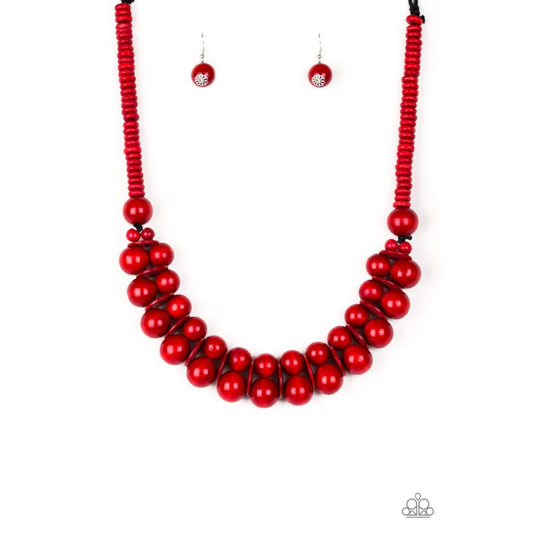 Wood Jewelry - Paparazzi Caribbean Cover Girl - Red - paparazzi jewelry image