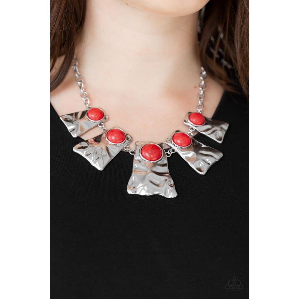 Paparazzi Cougar - Red Necklace