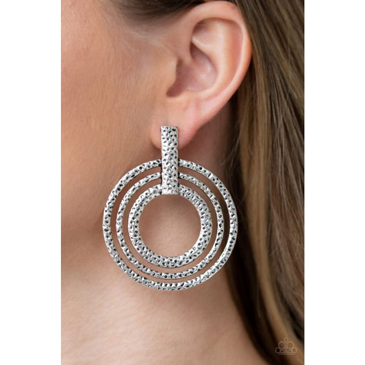 Paparazzi Ever Elliptical Silver Earrings
