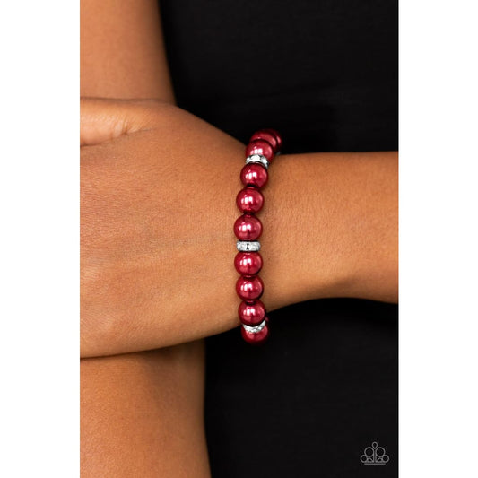 Paparazzi Exquisitely Elite - Red Rhinestone Bracelet