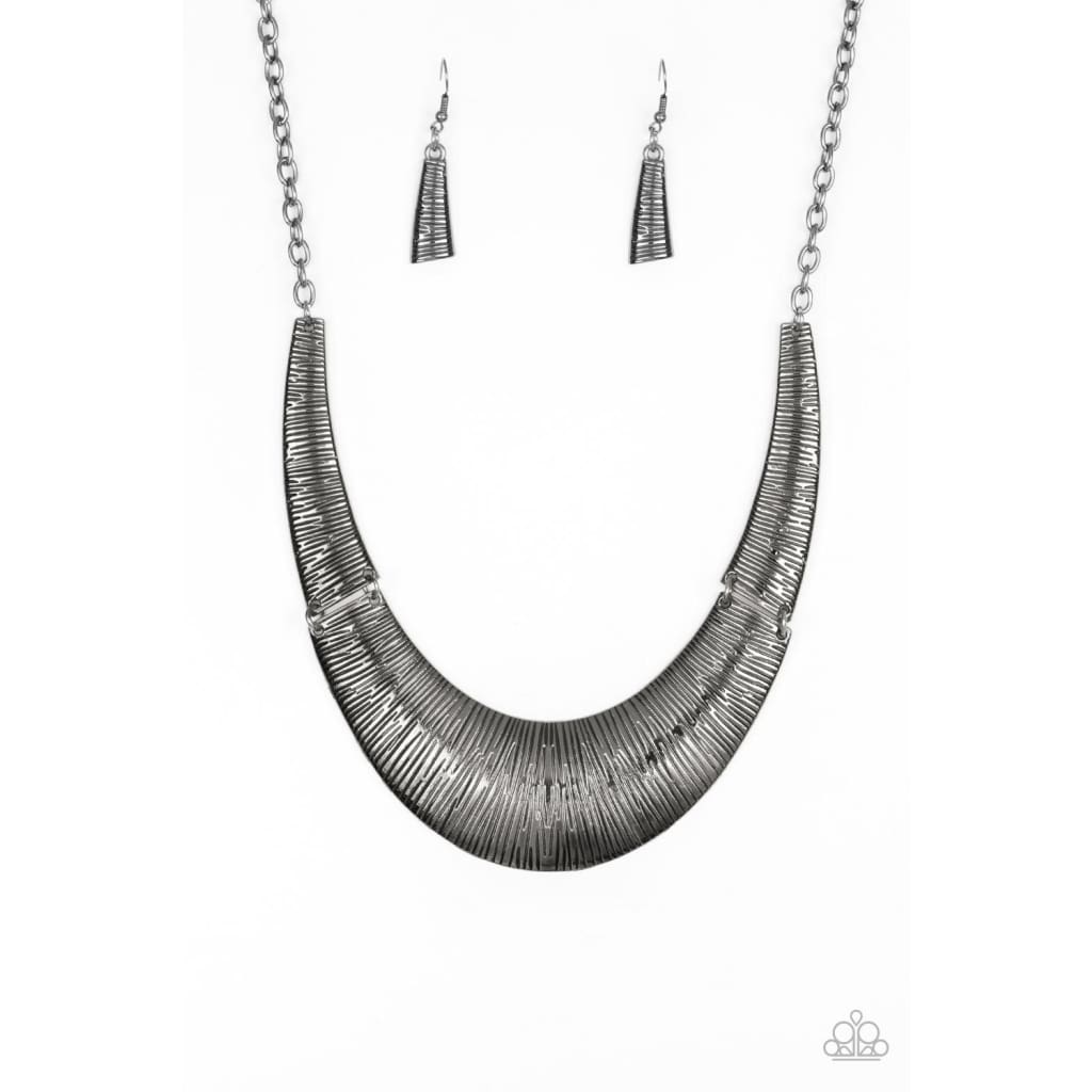Paparazzi Feast or Famine - Black/Gunmetal Necklace