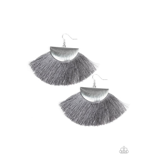 Paparazzi Fox Trap - Silver Fringe Earrings - Online Jewelry Store Earring attaches to a standard fishhook fitting. Sold as one pair of earrings. Paparazzi Accessories are all Lead Free and Nickel Free. Boutique