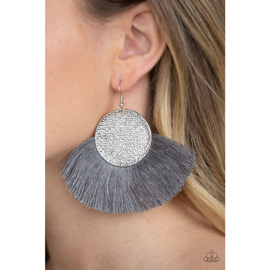 Paparazzi Foxtrot Fringe - Silver Earrings