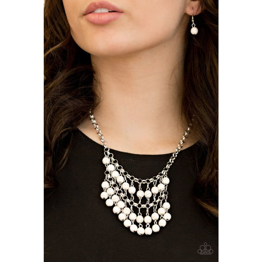Paparazzi Jurassic Park Party - White Stone Necklace