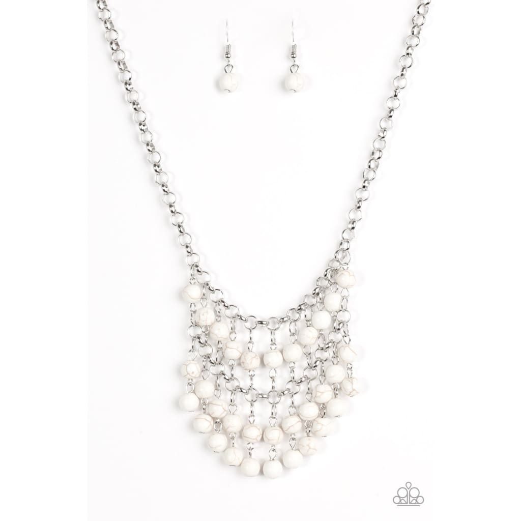 Paparazzi Jurassic Park Party - White Stone Necklace