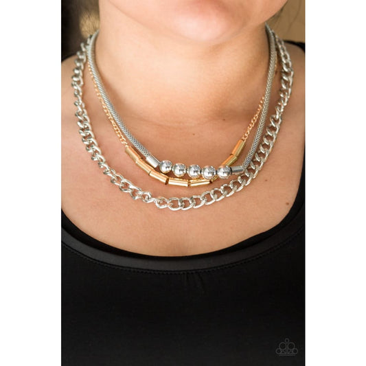 Paparazzi Metal Melee - Silver Bead Necklace