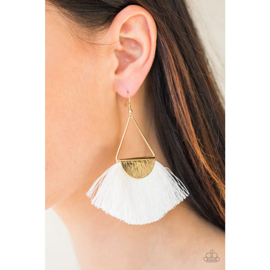 Paparazzi Modern Mayan - White Fringe Earrings