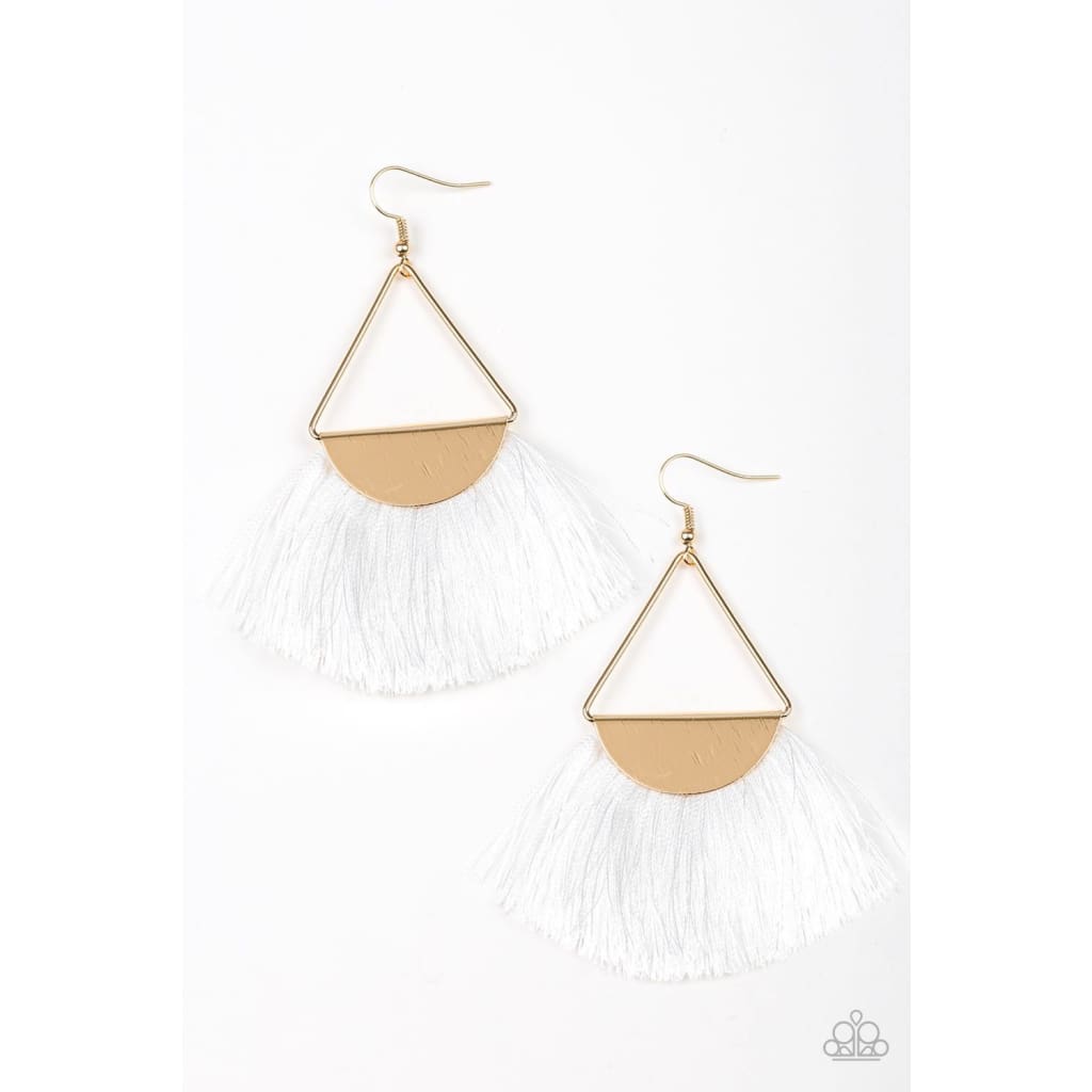 Paparazzi Modern Mayan - White Fringe Earrings