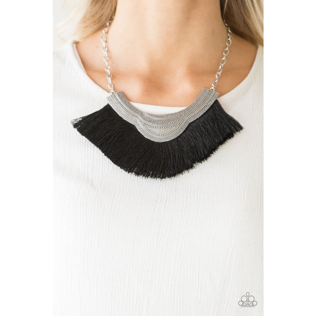 Paparazzi My PHARAOH Lady - Black Fringe Necklace