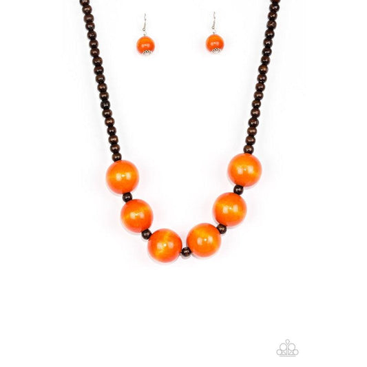 Wood Jewelry - Paparazzi Oh My Miami - Orange Necklace Paparazzi jewelry image