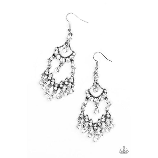 Paparazzi Palace Princess - White Earrings