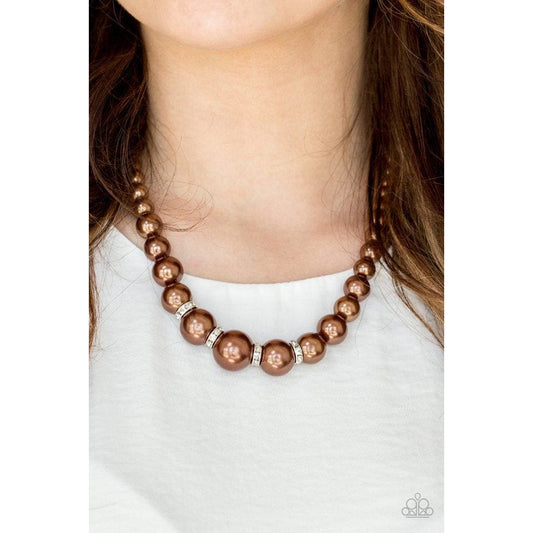 Paparazzi Party Pearls - Brown Necklace