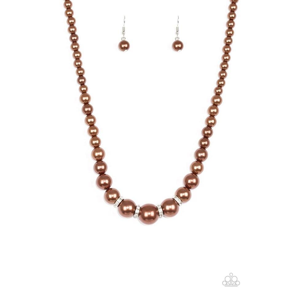 Paparazzi Party Pearls - Brown Necklace