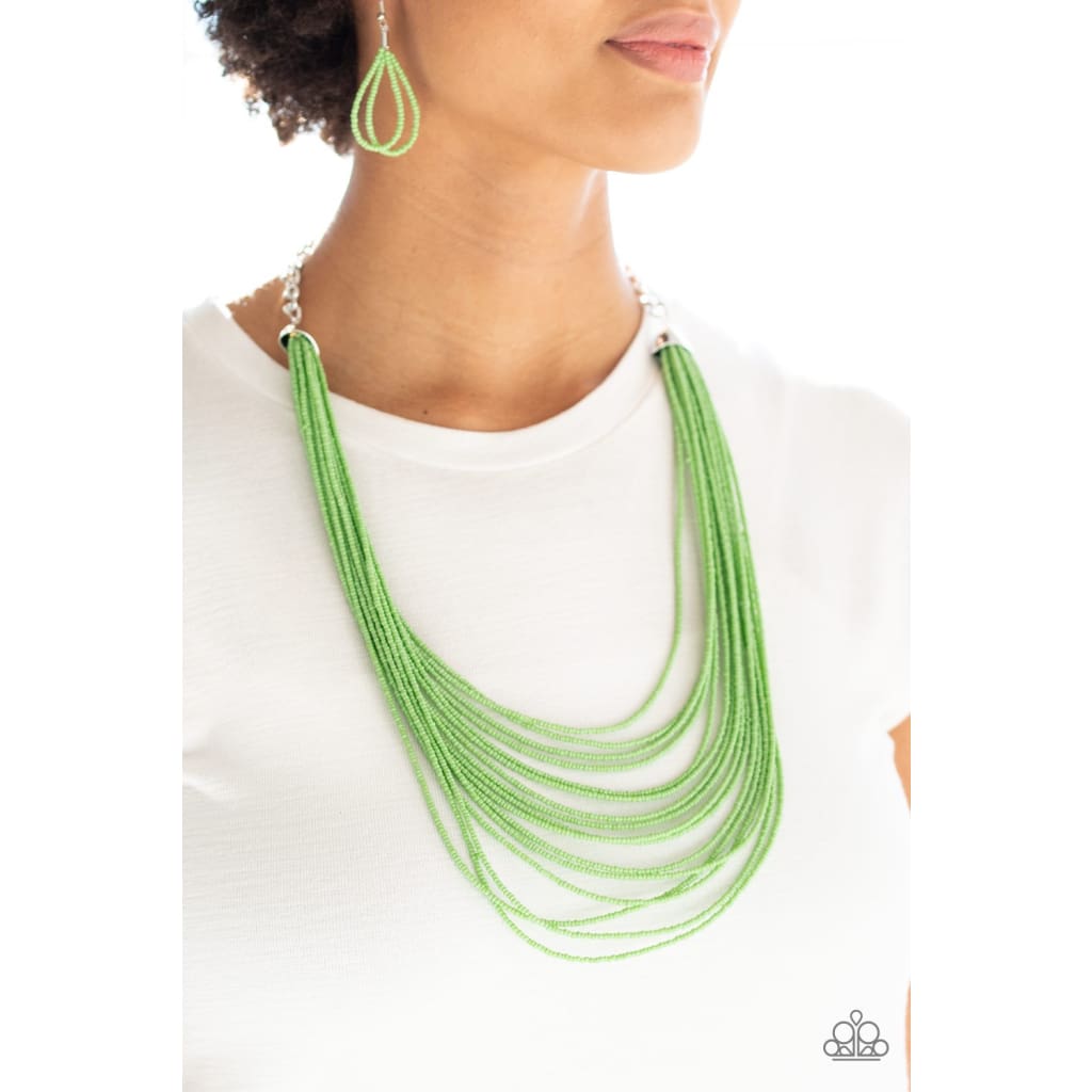 Paparazzi Peacefully Pacific - Green Necklace