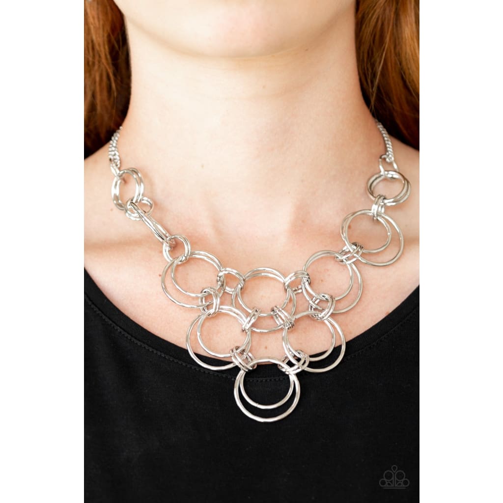 Paparazzi Ringing Off The Hook - Silver Pendant Necklace