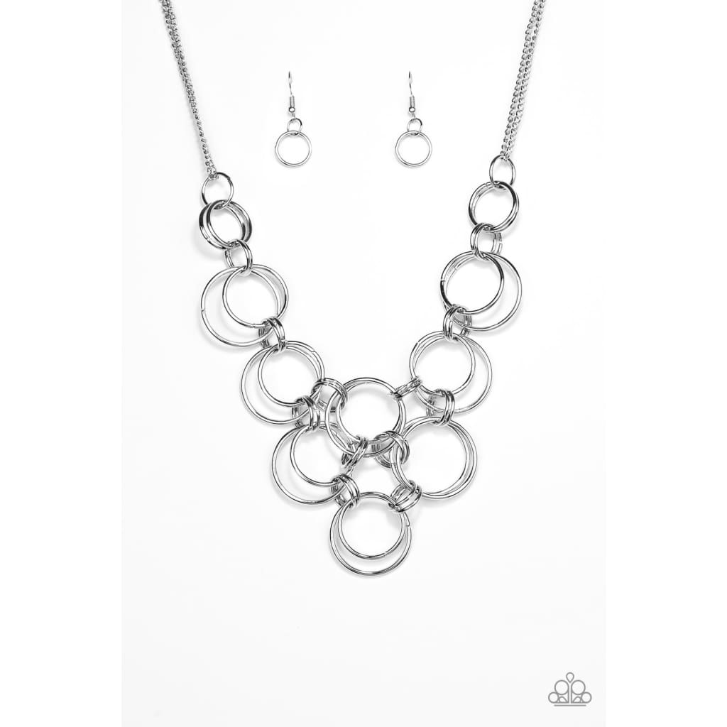 Paparazzi Ringing Off The Hook - Silver Pendant Necklace