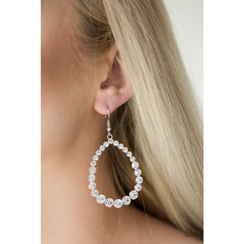 Paparazzi Rise and Sparkle! - White Earrings