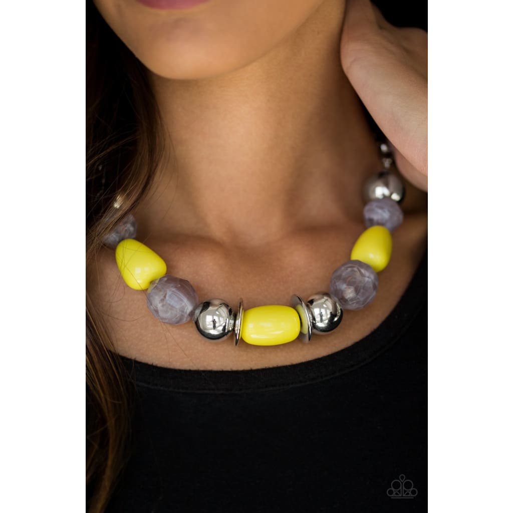 Paparazzi South Shore Sensation - Yellow Bead Necklace