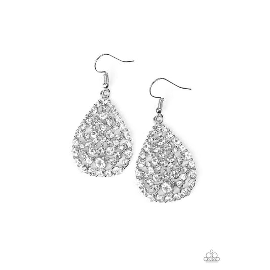 Paparazzi Sparkle Brighter - White Earrings
