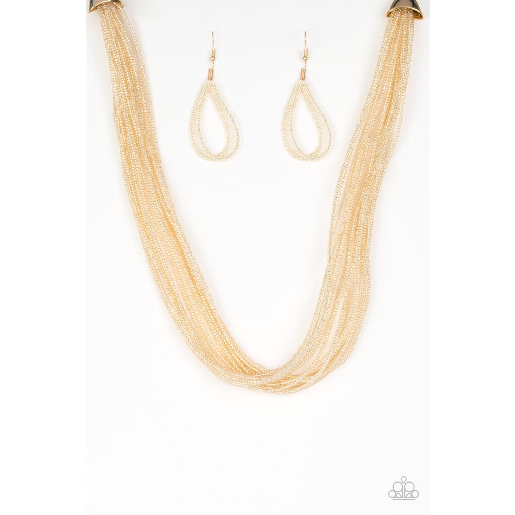 Paparazzi Wide Open Spaces - Gold Seed Bead Necklace