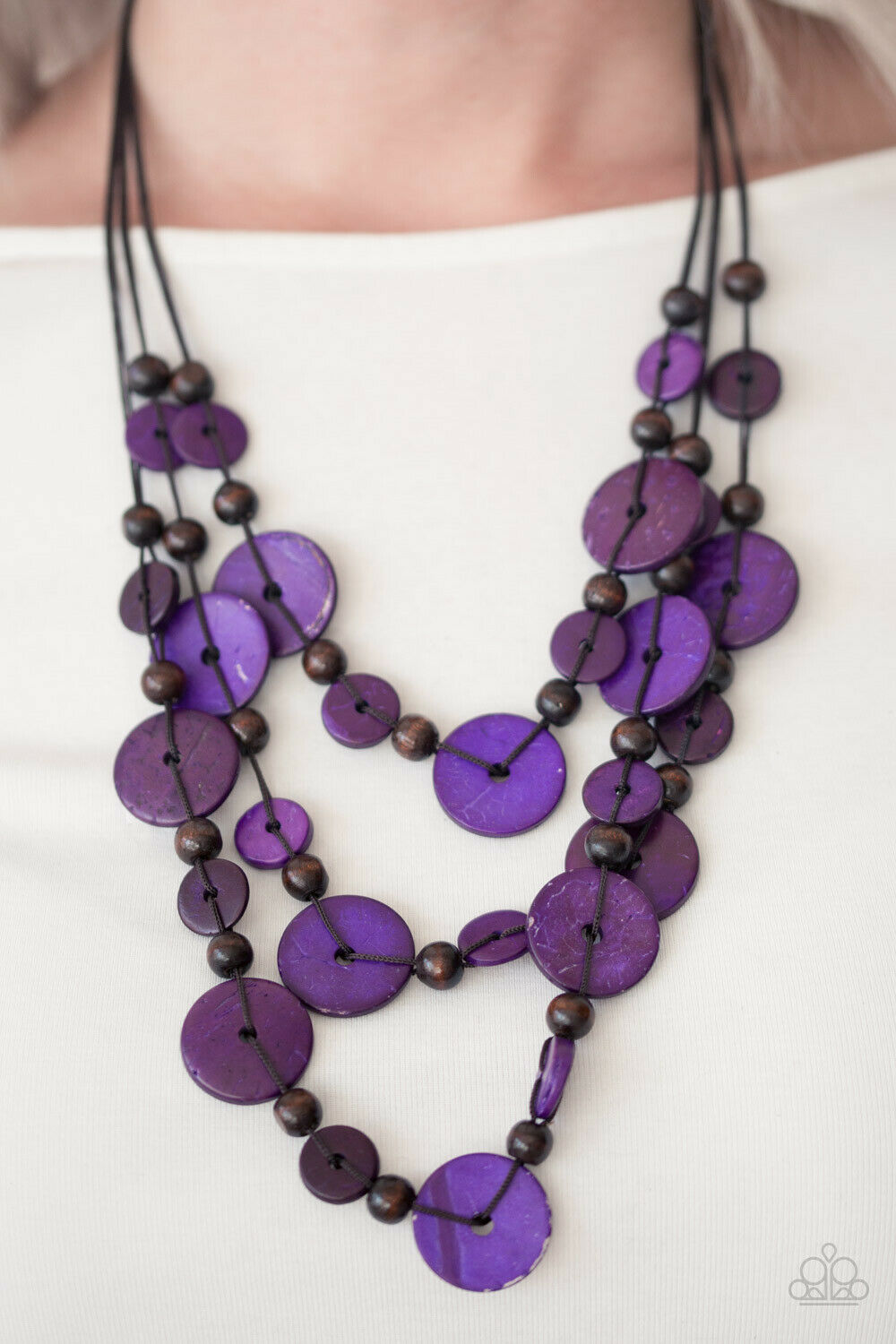 Paparazzi Catalina Coastin - Purple Wooden Necklace - Pusher P