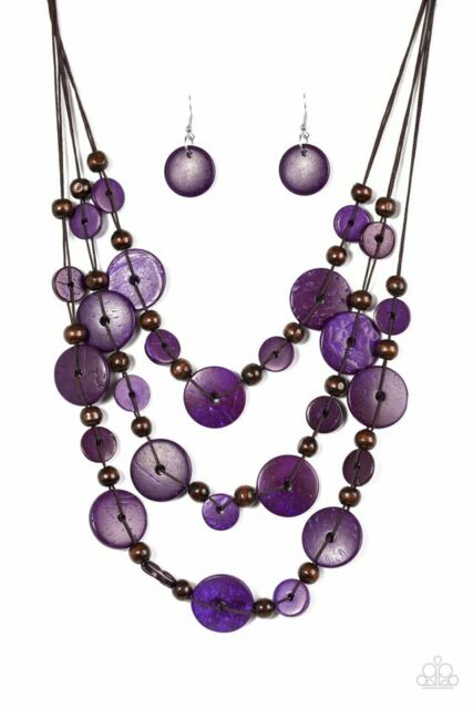 Paparazzi Catalina Coastin - Purple Wooden Necklace - Pusher P